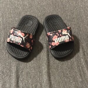 Puma Black and Pink Floral Sandals